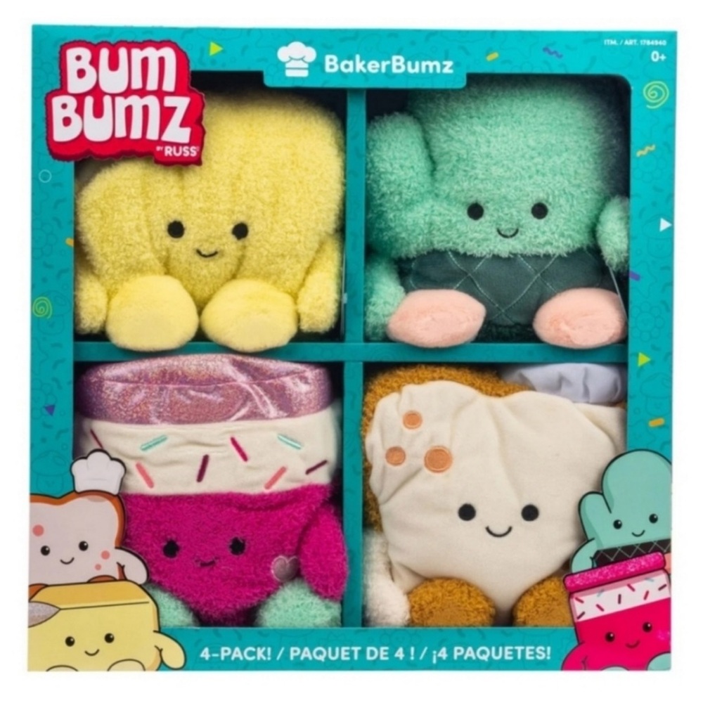 BakerBumz BumBumz By RUSS 7.5 inch Set Of 4 Exclusive Assorted Character Plush